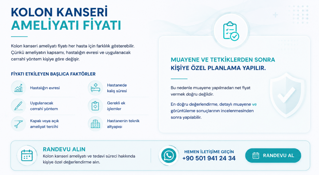Kolon kanseri ameliyatı fiyatını etkileyen faktörler