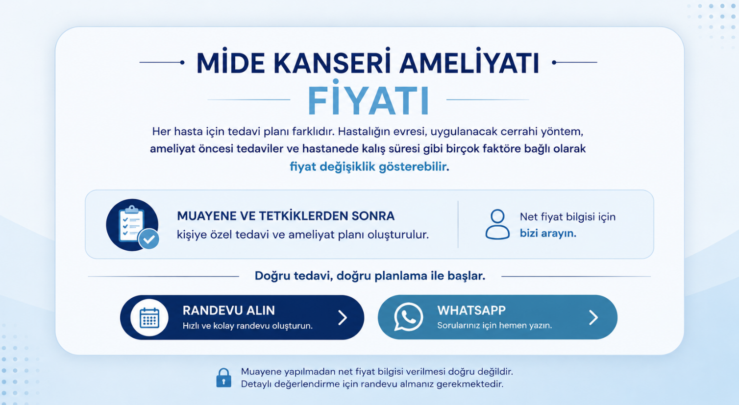 Mide kanseri ameliyatı fiyatını etkileyen faktörler